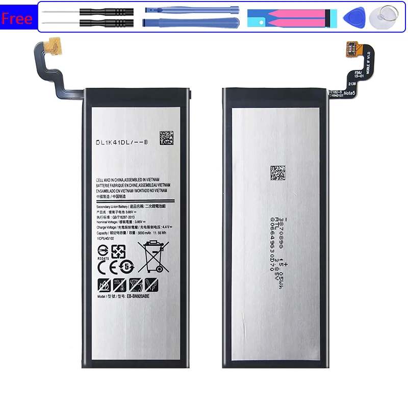 Battery EB-BN920ABE 3000Mah For Samsung GALAXY Note 5 N9200 N920t N920c Note5 SM-N9208 Bateria