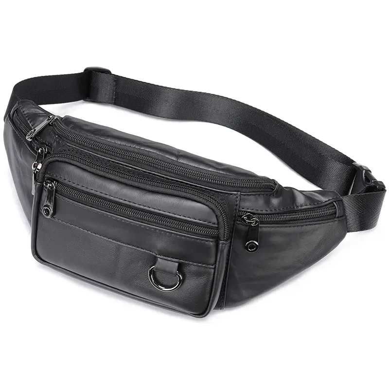 

Simple fashion Men's Leather waist bag multifunction Crossbody bag Outdoor casual life waist bag