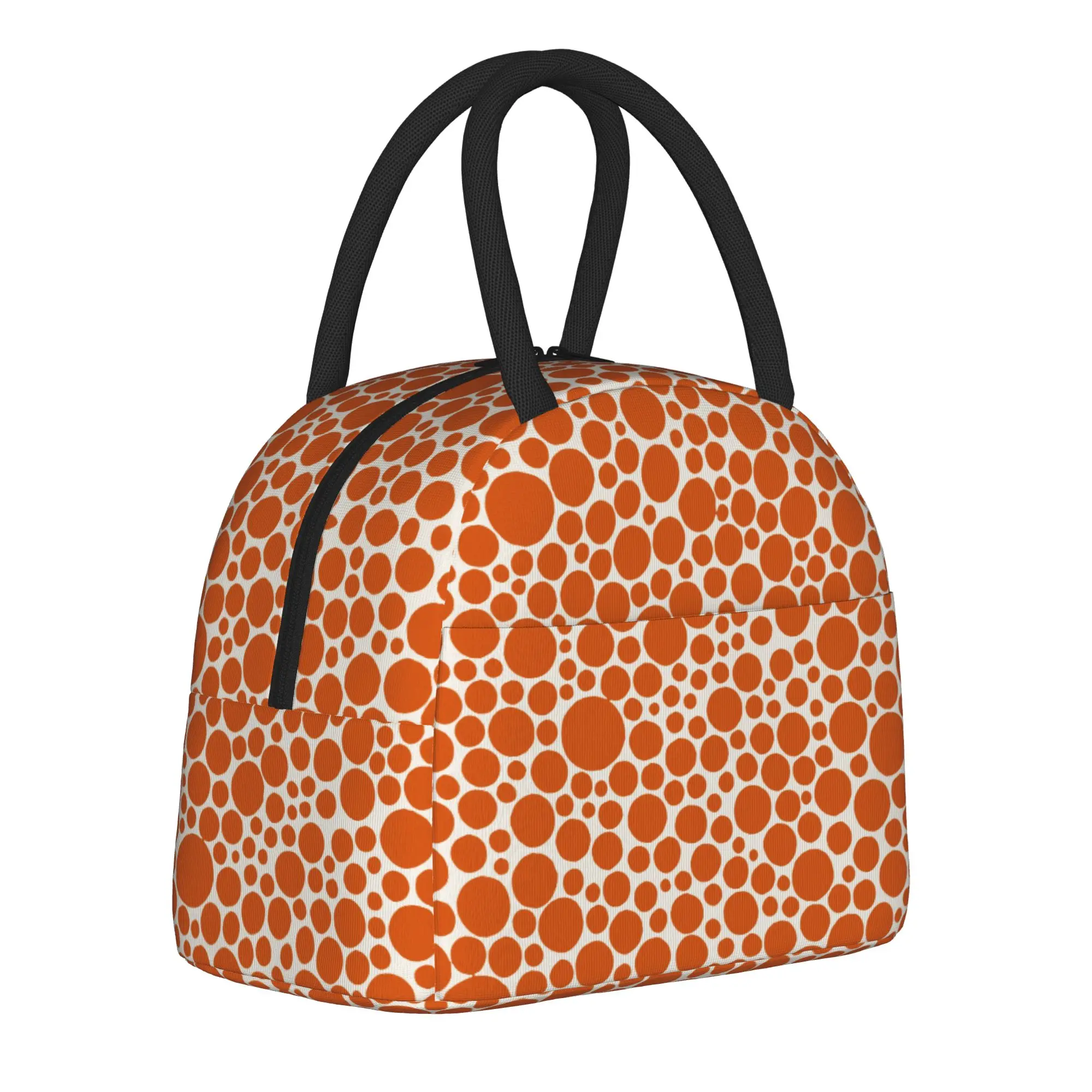 Yayoi Kusama Orange Dots  Insulated Lunch Bags Portable  Meal Container Thermal Bag Tote Lunch Box Office  Travel Girl Boy