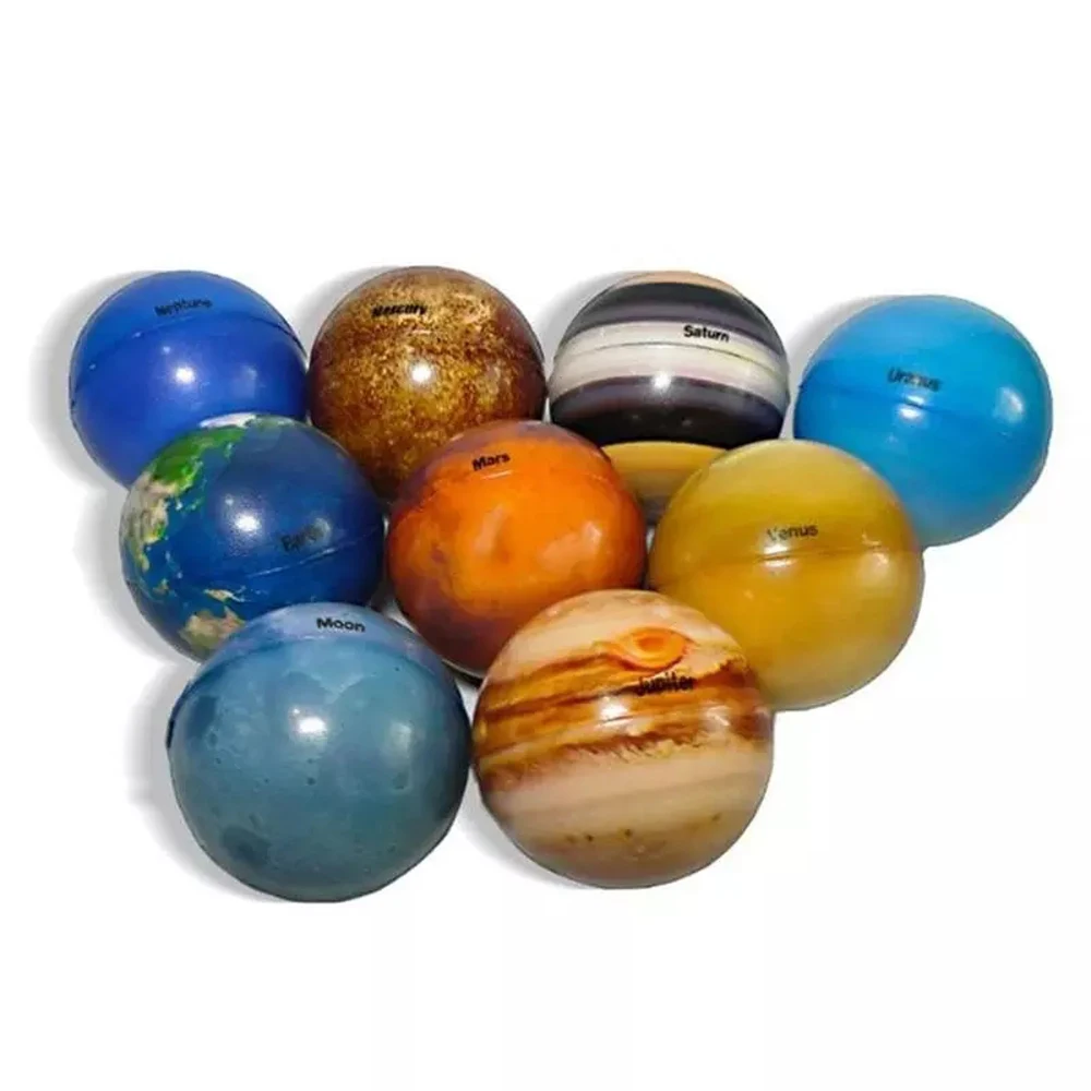 6.3 ซม.ของเล่น Bouncy Ball ฟองน้ําบอลความเครียดบรรเทาการพิมพ์ Star Ball Earth Globe Ball แปดดาวเคราะห์ Moon Star Ball