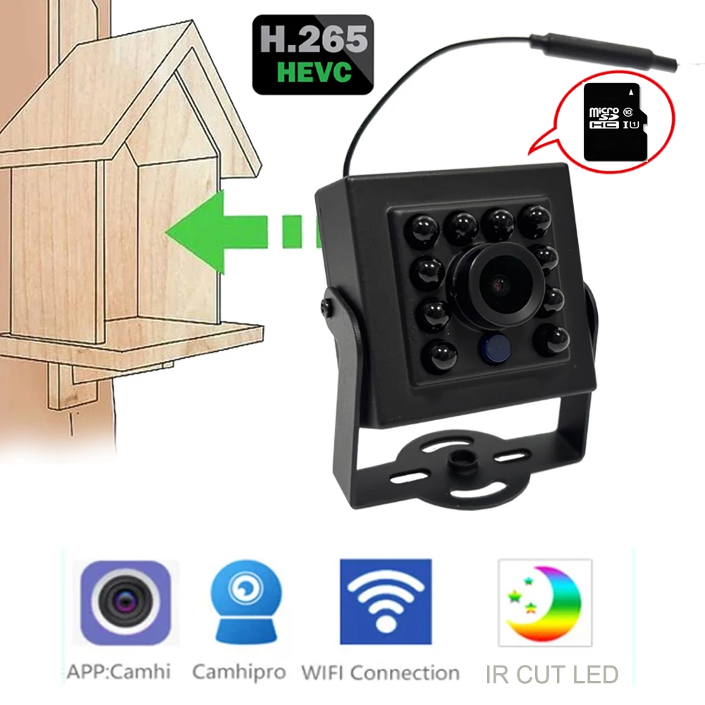 

Bird Watching Camera Wireless Wild Wifi Bird Nest Green Box Kit 5M Wire Night Vision 5MP 2MP P2P Audio Mini IPC In the birdcage