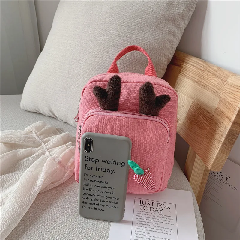 Backpack Children's Shoulder Bag Cartoon Cute Radish Canvas Kindergarten Schoolbag Backpacks School Bags Mochila Escolar Plecak