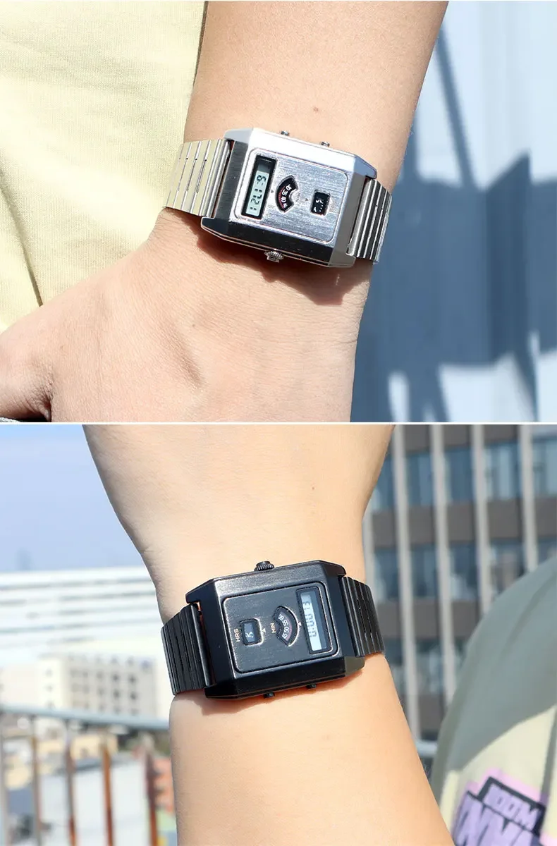 

Rose Heartbeat Watch Valentine‘s special Square Quartz Watch Waterproof Dual Display Trendy Wristwatch