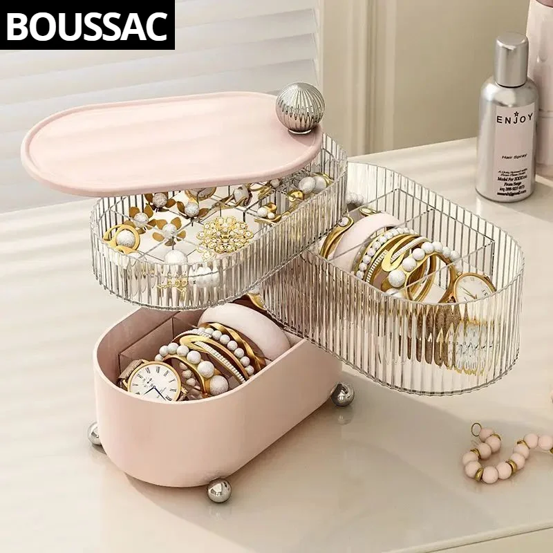 jewelry box hanging plastic organizing boxes makeup organizer 360 degree rotating organizers desk accessories storage kids hair