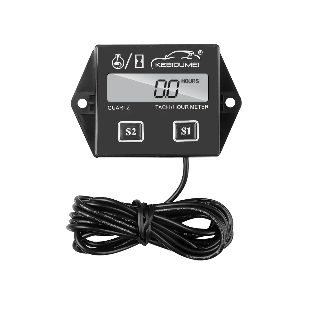 Waterproof Tach Hour Meter LCD Digital Tachometer for Outboard Motor Lawn Mower Motocross Motorcycle Marine Chainsaw Pit