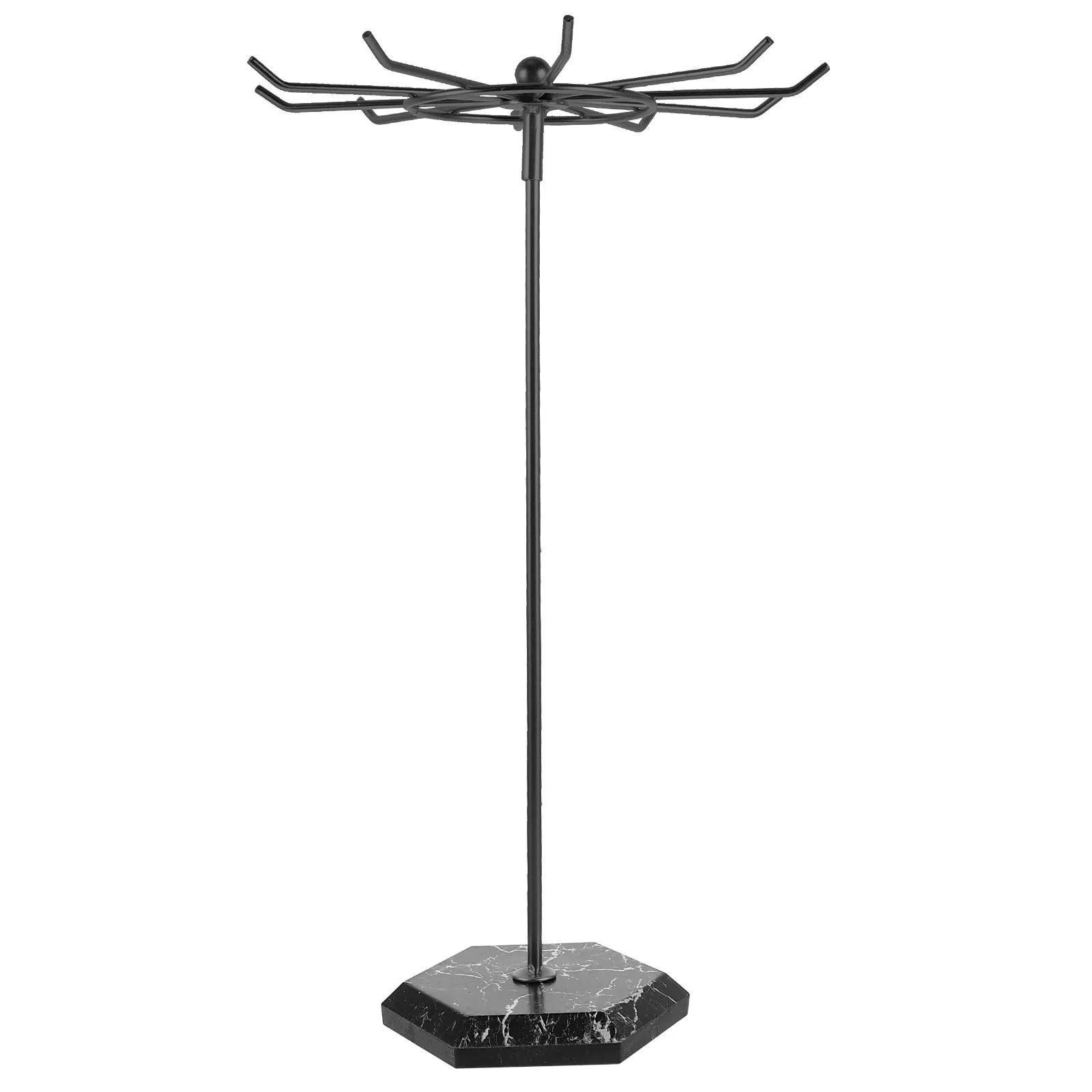 Rotating Desktop Jewelry Rack for Necklaces Bracelets Earrings Rings Watches Metal Jewelry Display Stand Organizer Space Saving