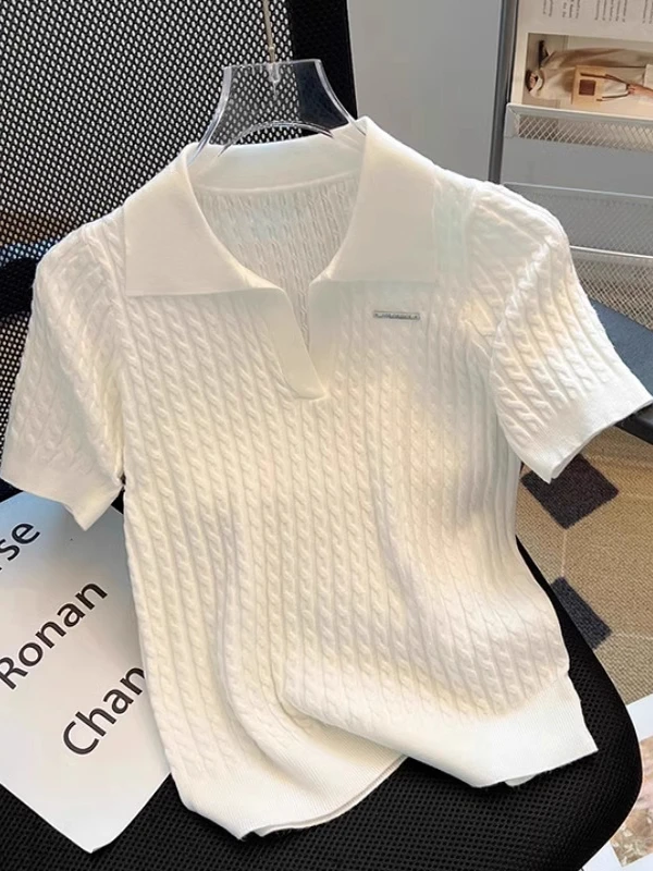 

Белая трикотажная футболка с коротким рукавом для женщин, прямой крой, летняя, в корейском стиле, для повседневной носки