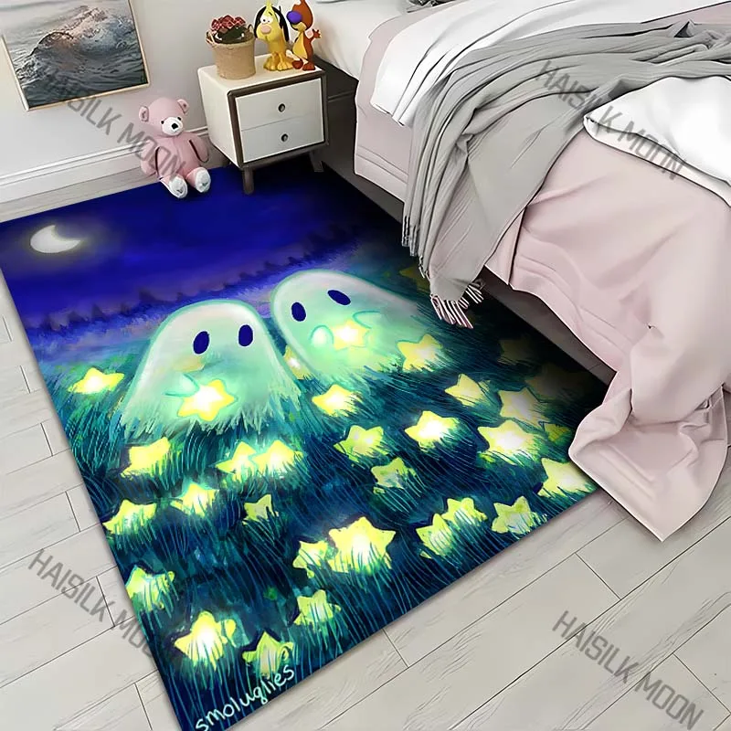 

Призрак собирает звезды, креативный узор, ковер для гостиной, спальни, прикроватный напольный коврик, гардеробная, диван, коврики, декор на Хэллоуин