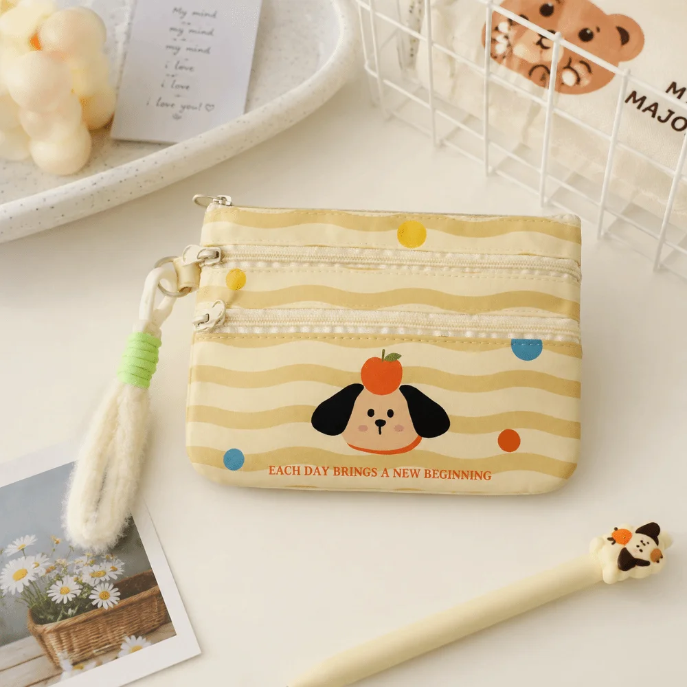 Lightweight Cartoon Passport Holder Zipper Portable Travel Document Organizer Large Capacity Soft Cute ID Card Holder Travel