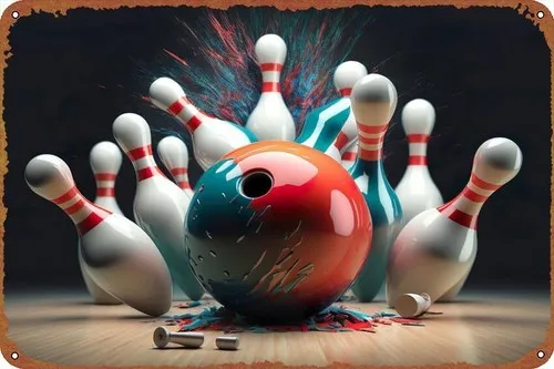 Bowling Strike Artwork Sports posters Metal Sign Tin Retro Wall Decor for Home