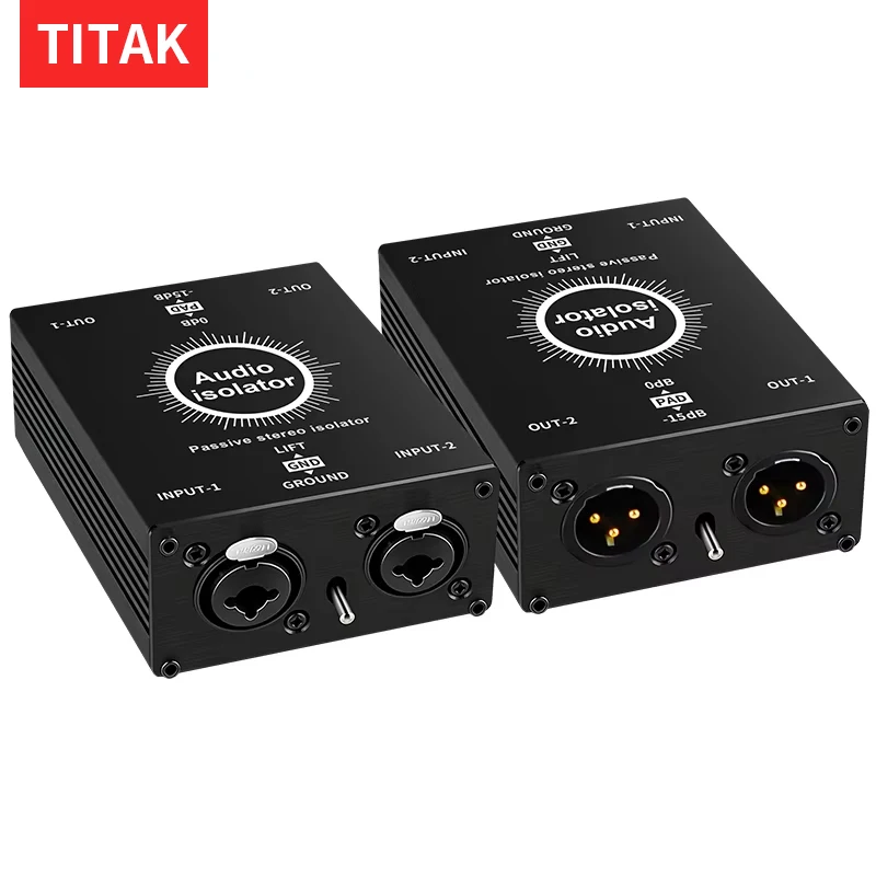 Isolateur de boucle de masse HiFi stéréo XLR 6,35 mm, boîtier d'isolation audio, éliminateur de bruit pour système audio professionnel