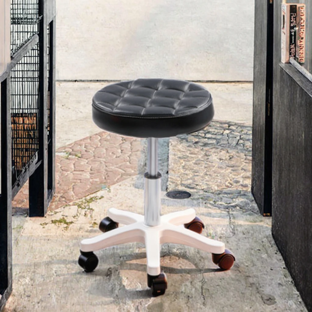Modern Style Hydraulic Rolling Beauty Stool Adjustable Leather Beauty Chair for Salon Hotel Hospital Bedroom or Apartment