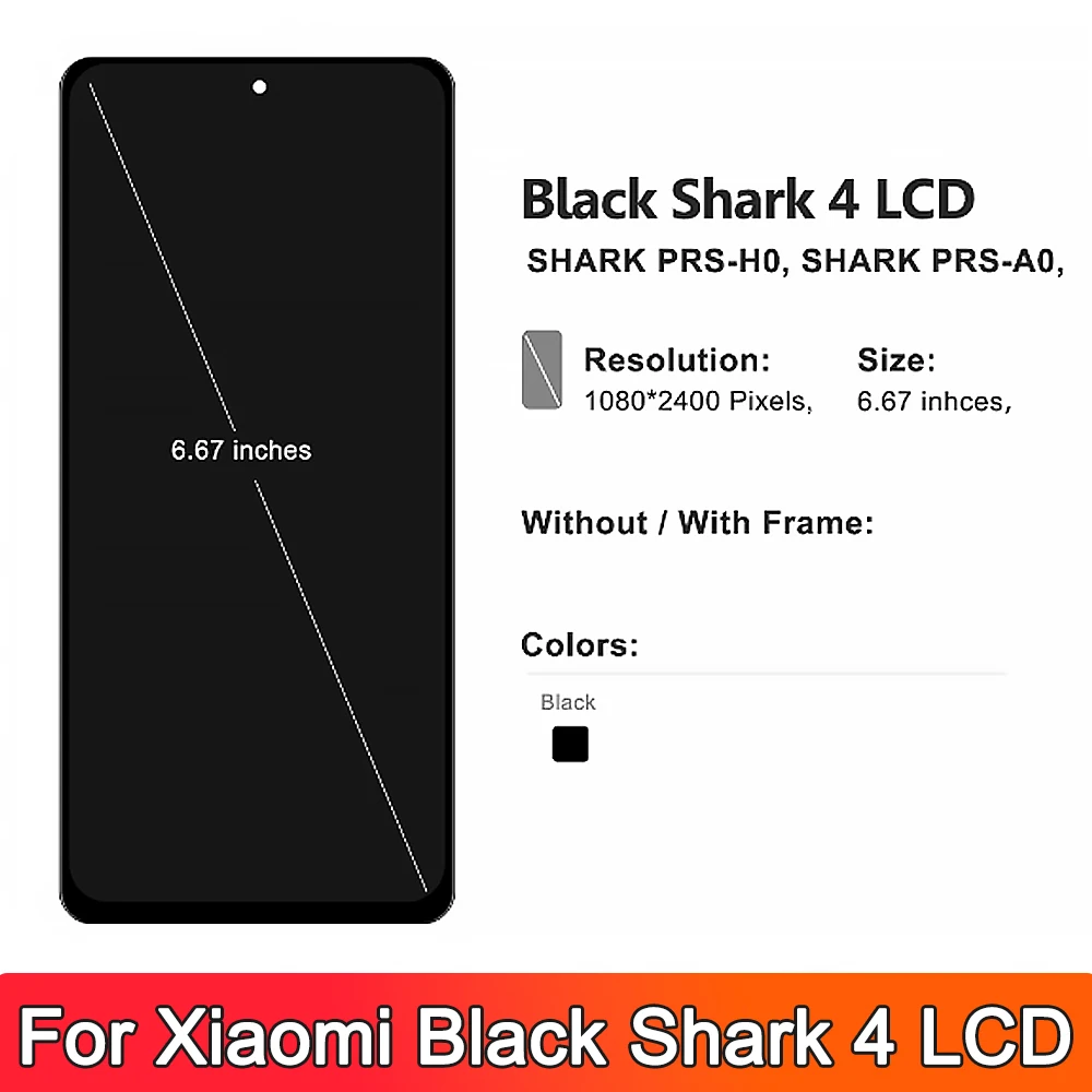 For Xiaomi Black Shark 4 Shark PRS-H0/A0 Display Touch Screen Digitizer Assembly For Black Shark 4 Pro 4Pro LCD