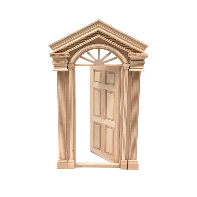 1/12 Poppenhuis Miniatuur Accessoires Mini Houten Zon Deur Simulatie 6 rooster Deur Model Speelgoed voor Poppenhuis Decoratie