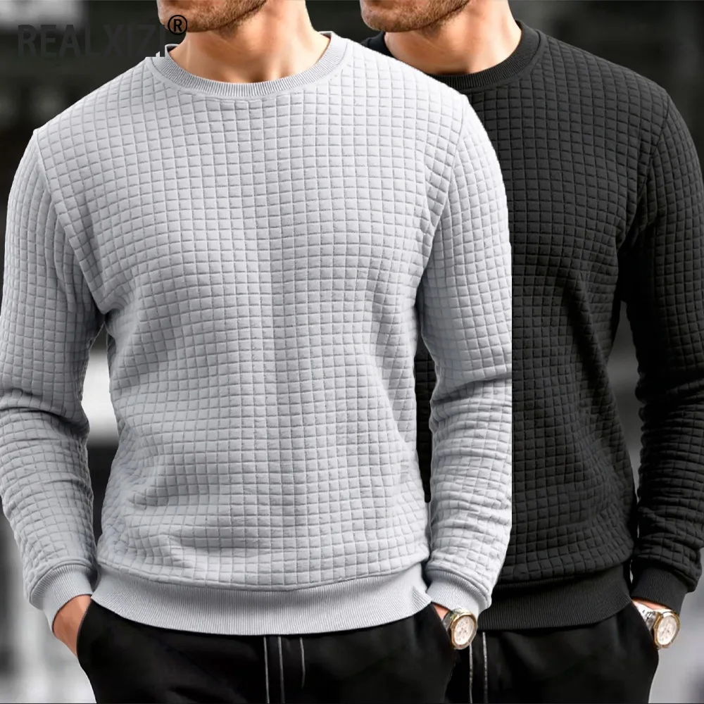 

Мужские толстовки с круглым вырезом, однотонный пуловер с длинными рукавами, свитшот, весенняя уличная повседневная толстовка без капюшона, топы для бега