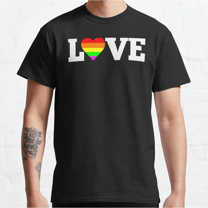 Love is Love Gay Pride month lgbtq gift clothing Short-sleeve crewneck T-shirt for men large size Adult Tops S-6xl