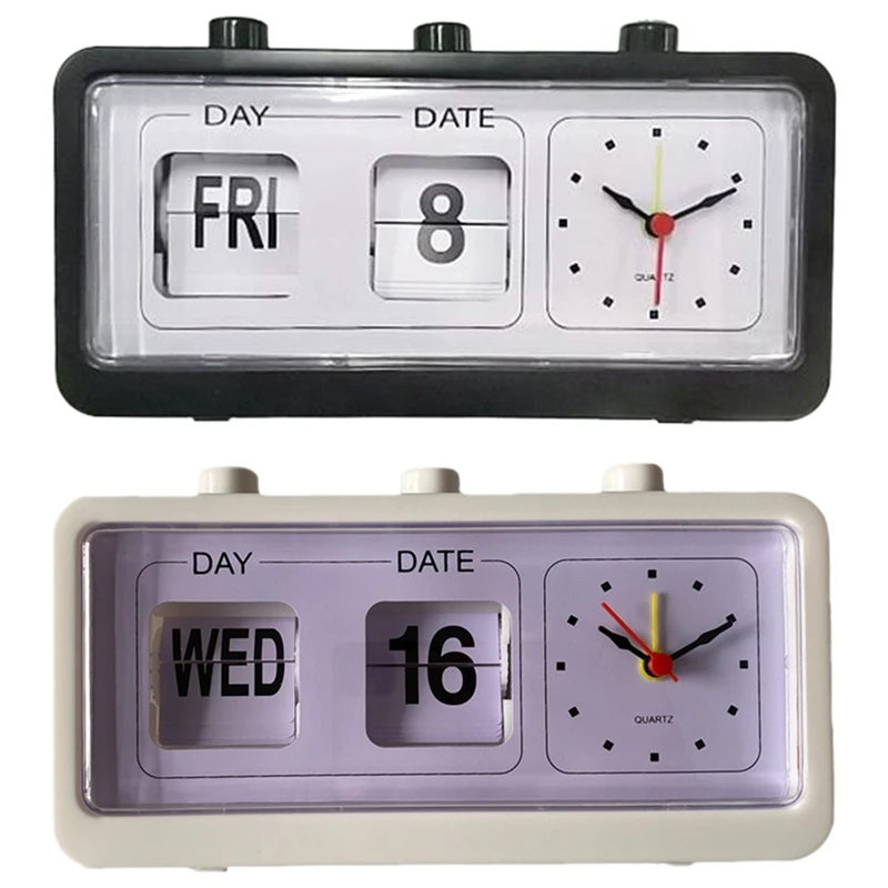 AT14 Mechanical Alarm Clock Novelty Flip Clock Desktop Digital Clock With Calendar Clock Home Decor Retro Decor