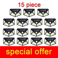 【15Pcs】Outdoor Solar Powered Lamp IP65 Waterproof with Motion Sensor 100 Led Spotlights Street Wall Light Garden Decoration