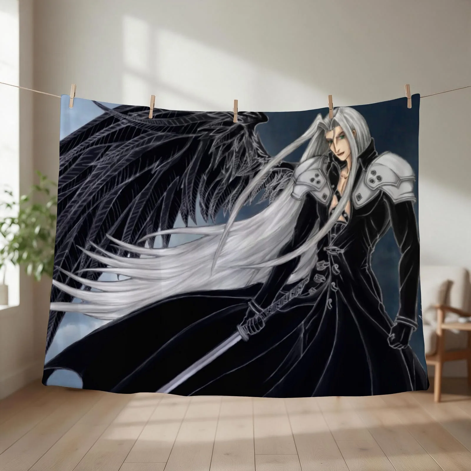 Sephiroth - The One Winged Angel Throw Blanket couch cozy soft plush fuzzy picnic outdoor blanket