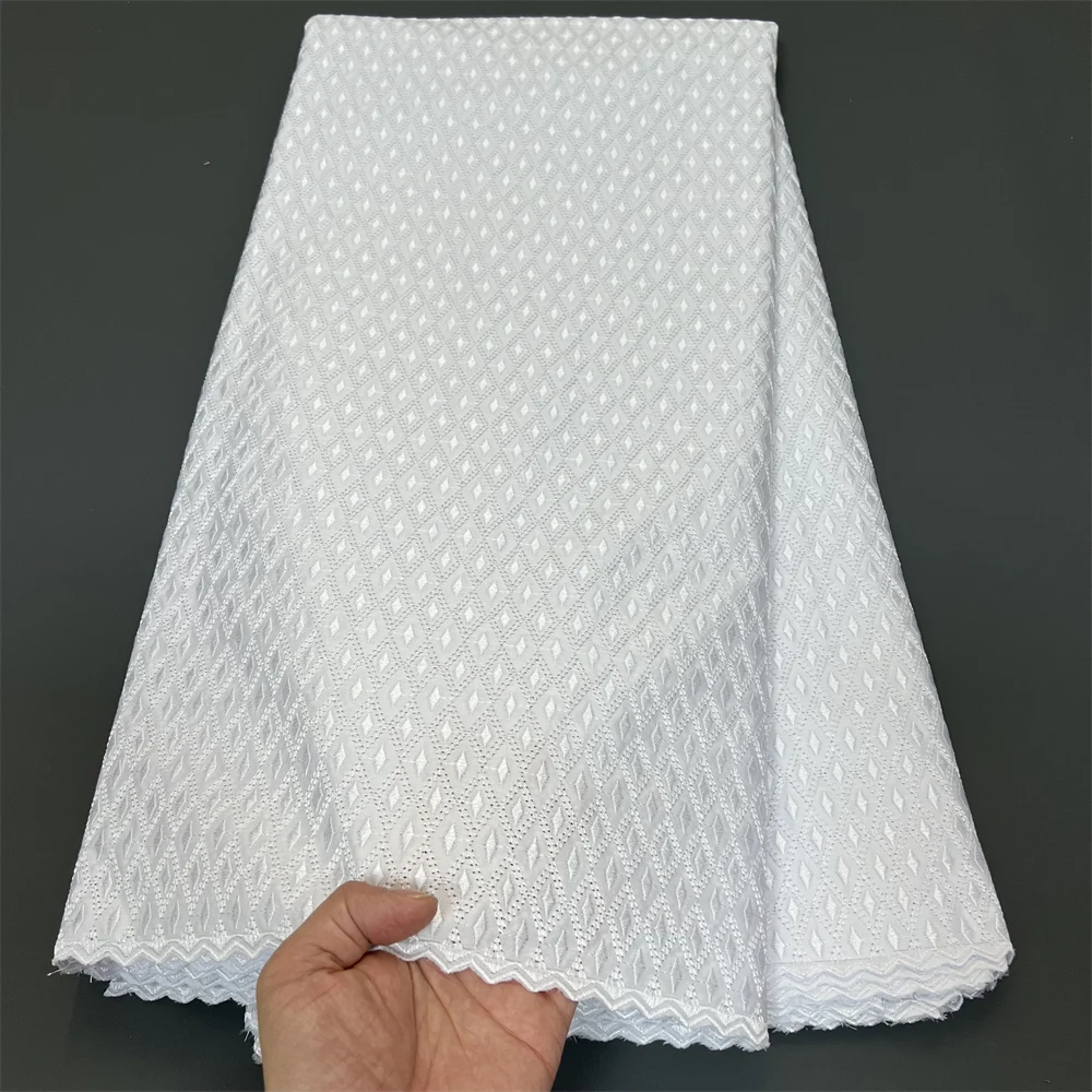 

2025 африканский нигерийский тюль, кружевная ткань для шитья платья, высокое качество, дамасский хлопок, чистая вышивка, свадебная вечеринка, hz1371, 5 ярдов