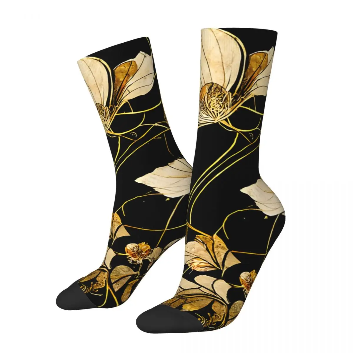 Retro Art Nouveau And Kintsugi Inspired Digital Design Men's compression Socks Unisex Harajuku Pattern Printed Novelty Crew Sock