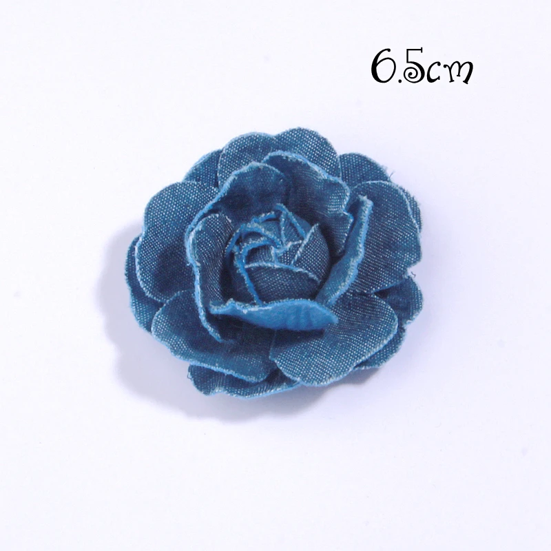 5Pcs Denim Fabric Artificial Flower Clothes Hats Dress Decoration Handmade Headdress Craft Decor DIY Hair Accessories Supplies