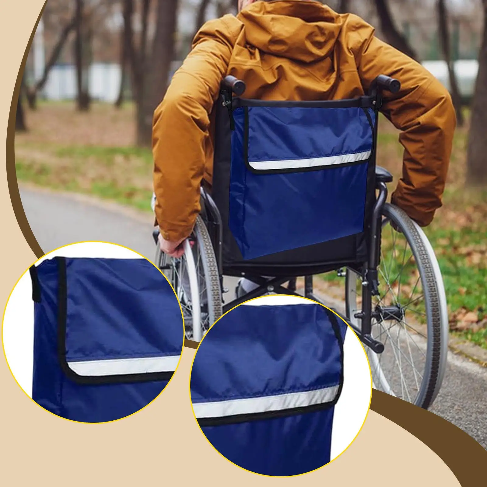 

Bag Reflective Stripe Oxford Cloth Tote Rollator Accessory Adjustable Organizer for Mobility Scooter and Elderly Use