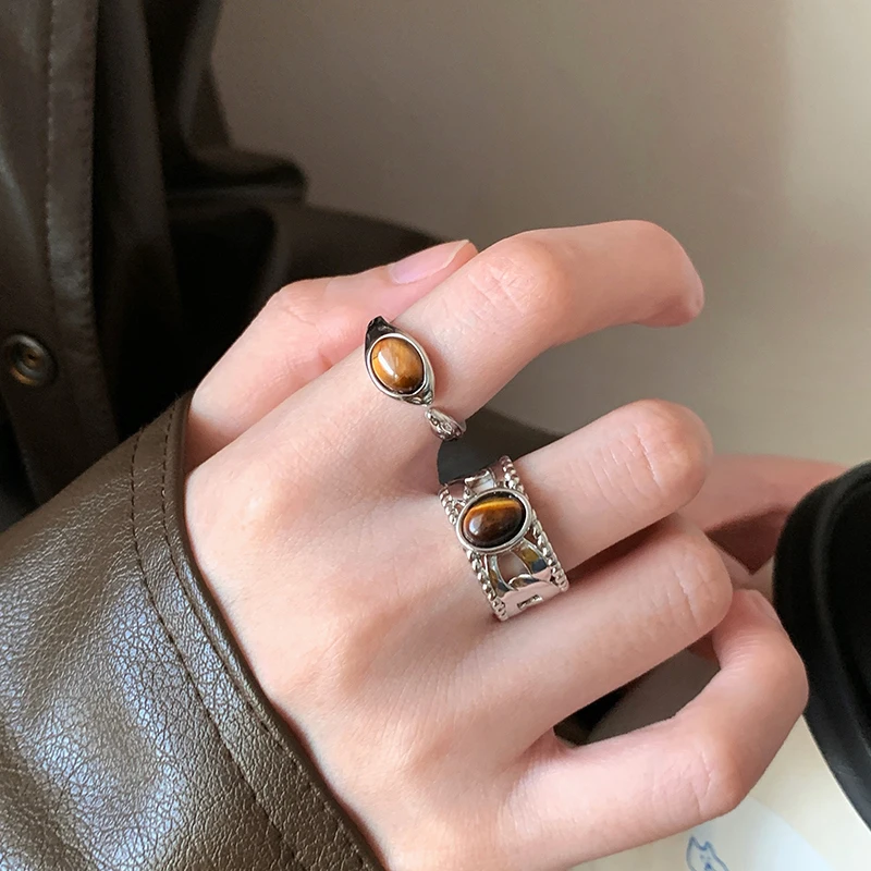 Tiger Eye Open Ring for Women - Vintage-Inspired, Unique and Chic Design, Adds a Retro Touch to Your Look.