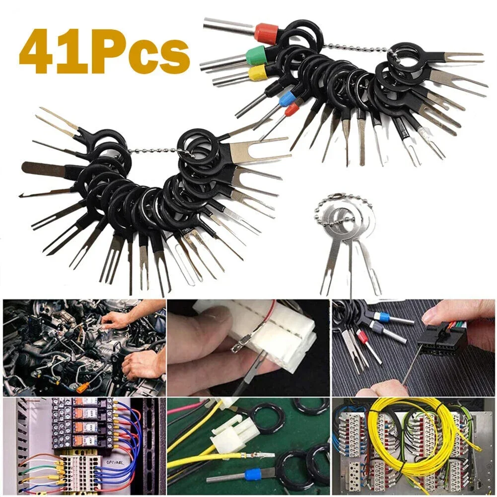 41XCar Terminal Removal Tool Electrical Wire Plug Connector Pin Extractor Boxed Car Pin Ejector Wire Kit Terminal Disassembly