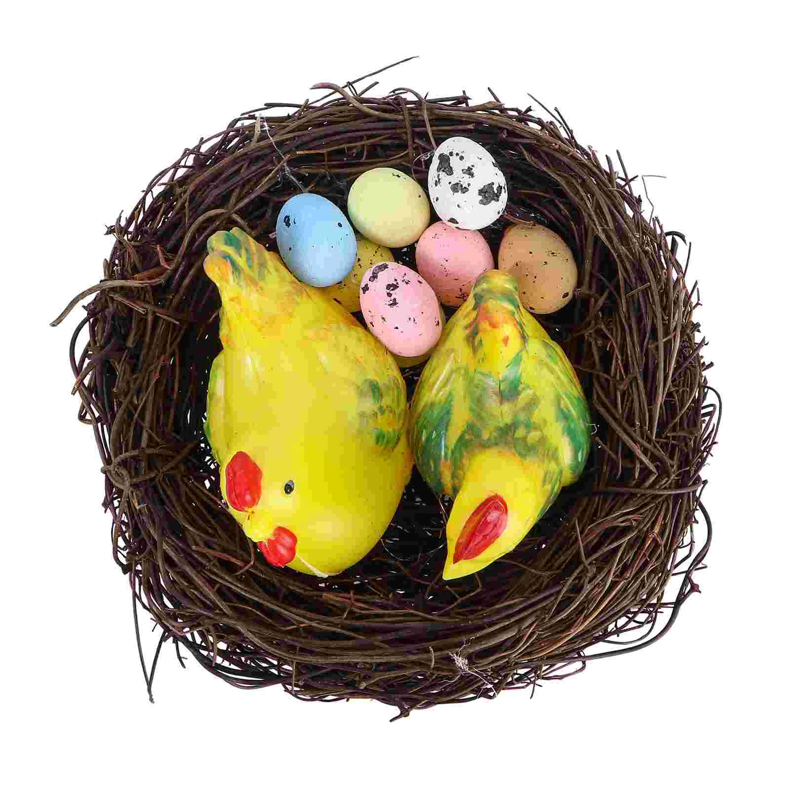 

Artificial Bird Eggs Easter Nest Decorative Chick Adornment Baby Small with and