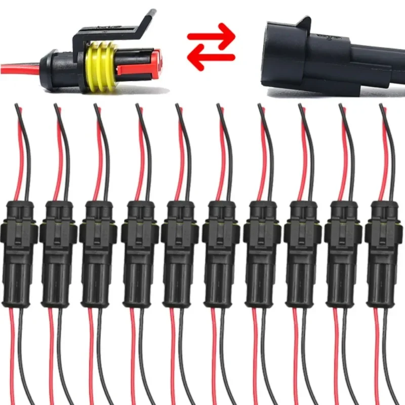 Waterproof Automotive Male Female Electrical Connectors Plug 2-Pin Way with Wire for Car Motorcycle Scooter Marine 24pcs 12set