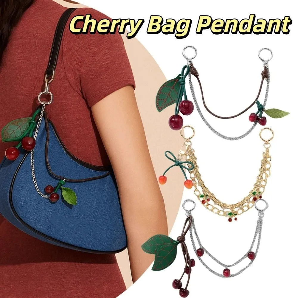

Multifunction DIY Cherry Bag Pendant Pu Leather Metal Chain Charm Bag Accessory Fashion Key Chain Bag Chain Charms Women