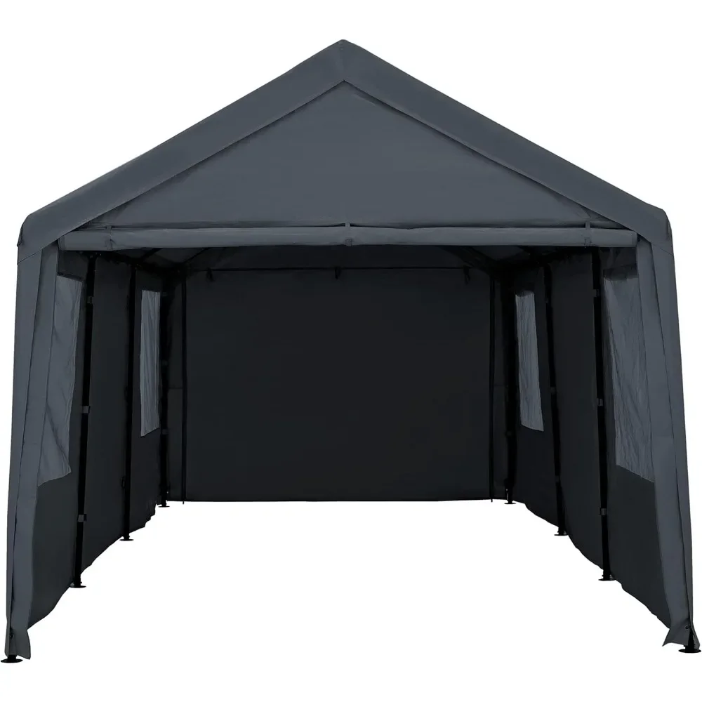 

Carport Garage, 10x20ft Heavy Duty with Removable Sidewalls & Doors, Portable Car Port Garage Shelter, Carport Garage