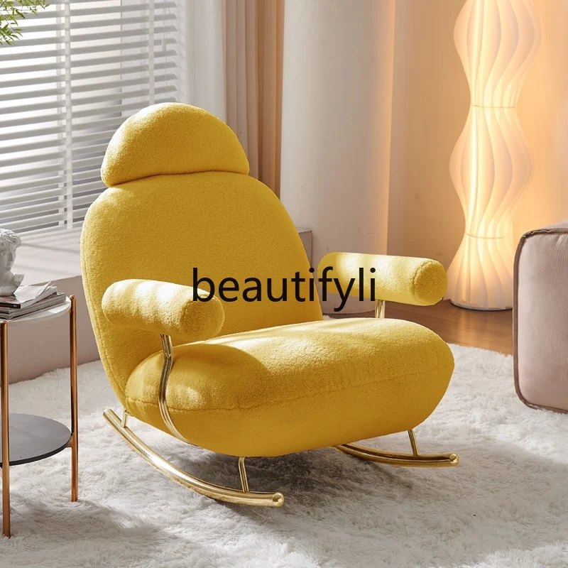 

Nordic Light Luxury Rocking Chair for Home Bedroom Leisure Single Recliner Balcony Living Room Designer Lazy Rocking Chair