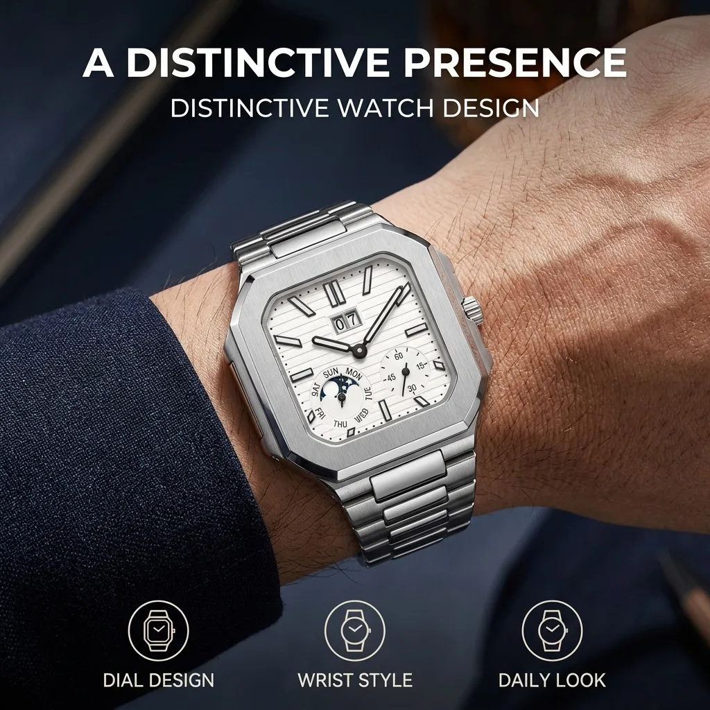 Men's 41mm Automatic Watch, 904L Stainless Steel Case, No Chronograph - Balanced Style