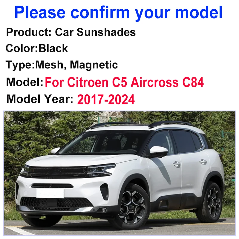 

Car Sun Shade For Citroen C5 Aircross Accessories 2024 C84 2017-2023 Visor Mesh Anti-UV Heat Insulation Windshield Frame Curtain