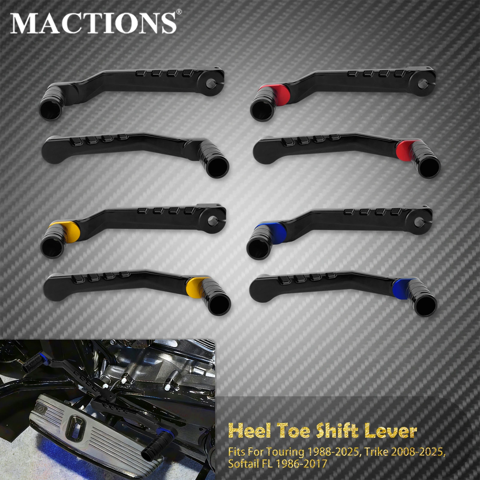 

Мотоциклетный рычаг переключения передач с пяткой и носком, передний и задний рычаг с подножками переключения передач для Harley Softail FL Fat Boy Touring Electra Glide Trike FLH