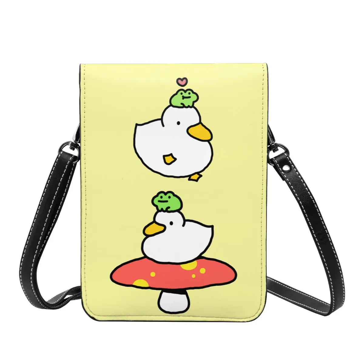 Bonito Pato E Sapo Celular Saco De Cartão De Couro Street Girl Kawaii Cartoon Crossbody Bag Leve