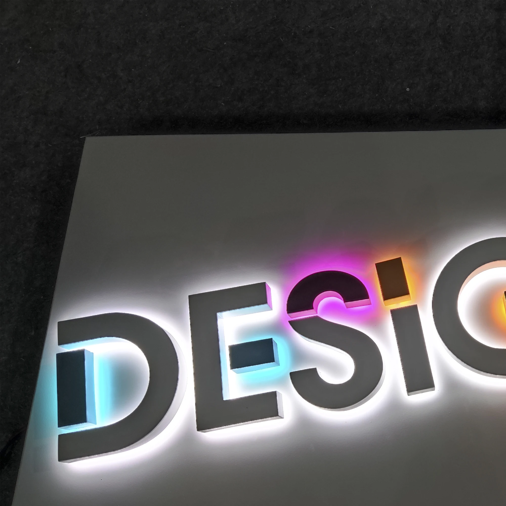 Custom 3D LED backlit stainless steel reverse channel letters exterior decoration halo lighting logo