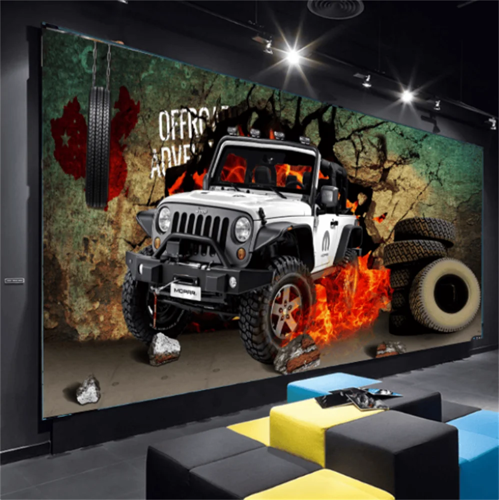 3D hotel background customization mural restaurant graffiti bar waterproof advertising cloth car shop wallpaper modification