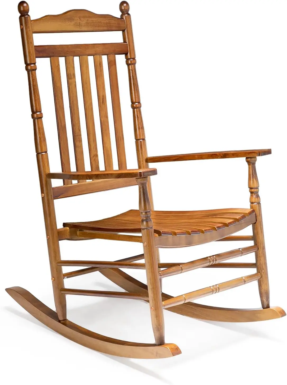 

Wood Rocking Chair Outdoor with 450 lbs Support Relaxing Rocker Solid Wood High Back Seat Reclining Seat for Deck, Garden