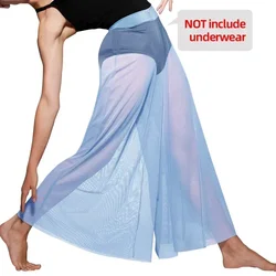 Pantalones de baile de malla para niñas y mujeres, traje de partido de baile de Ballet moderno, ropa interior contemporánea lírica, pantalones de baile de pierna ancha larga