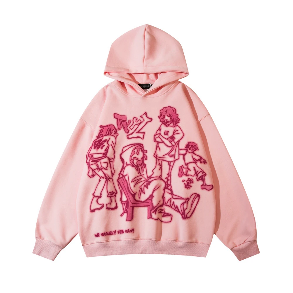 Y2k Streetwear rosa Hoodie Sweatshirt lustige Cartoon Grafik Hoodie Herbst Harajuku Anime Kapuze Pullover Hip Hop Hoodie