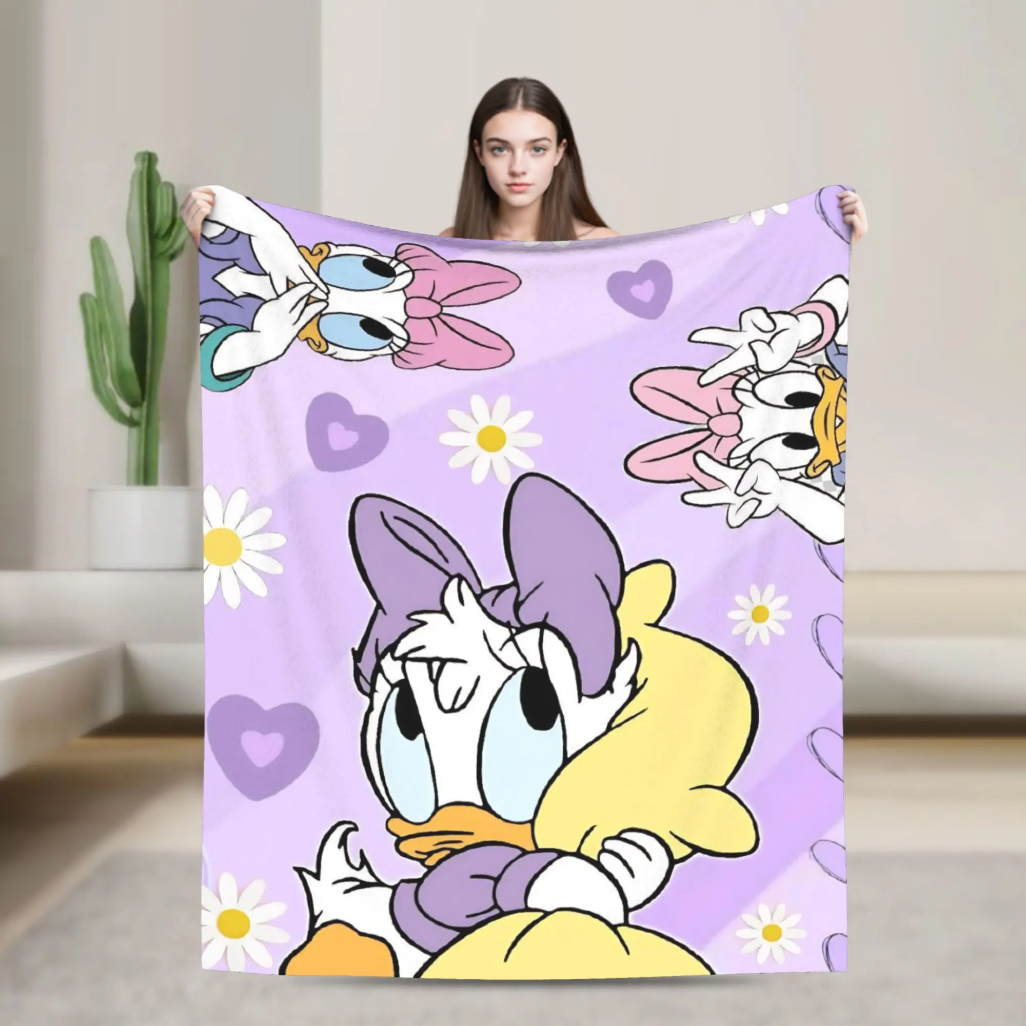 

Забавное милое одеяло с изображением ромашки и утки разных размеров, мягкие и легкие пледы для дивана, дивана и кровати