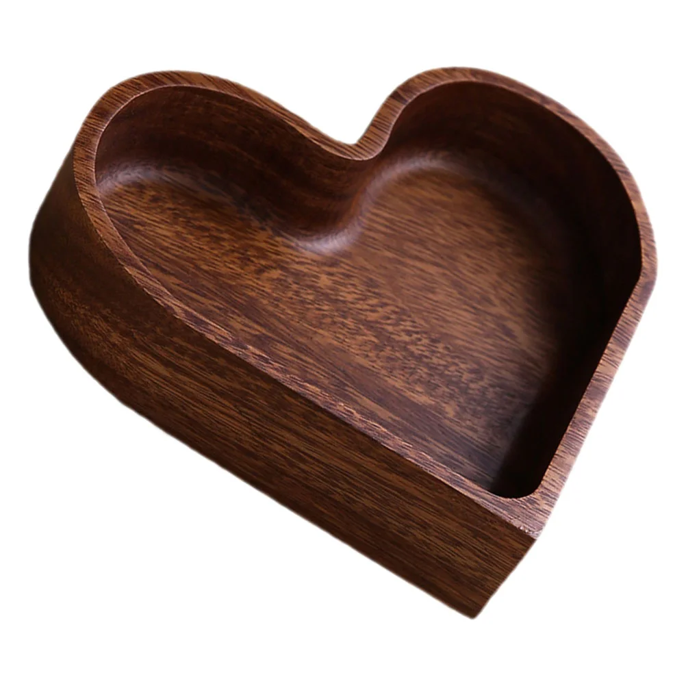 

s Heart Shaped Wooden Dried Fruits Tray Snack Food Serving Plate Jewelry Storage Dish Simple Decorative Kitchen Bar Useful