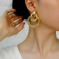 Badu Vintage Gold Color Geometric Knot Twist Earrings for Women Statement Large Hoop Chunky Earrings Punk Party Jewelry Gifts