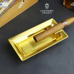 Metal Single Cigar Holder Ashtray with Travel Ash Slot for Tobacco & Cigarettes Gift Box Included Smoking Accessory