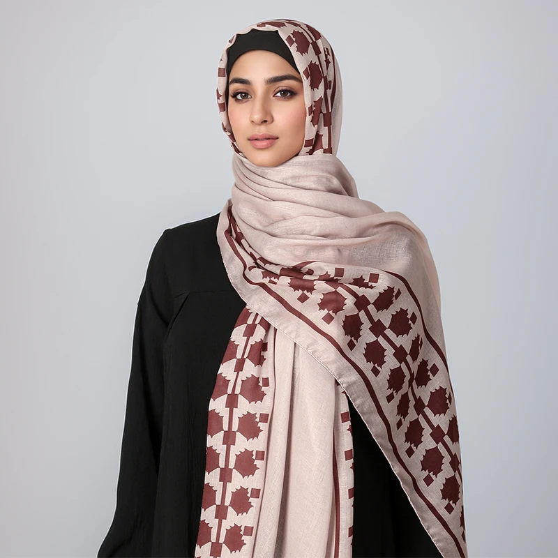 

Popular Scarf Keffiyeh Print Muslim Ladies Chiffon Hijab Keffiyeh Fashion Ladies Soft Headwraps Geometric Arab Women Shawl