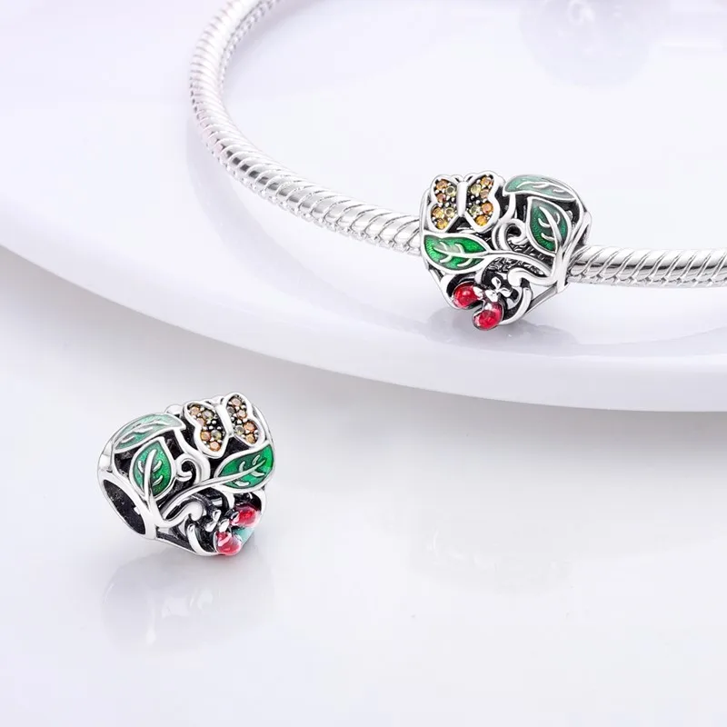 Bead 925 Sterling Silver Spring Series Charm Flower Daisy Clover Primrose Bird Butterfly Dangle Fit Pandora Bracelet DIY Jewelry