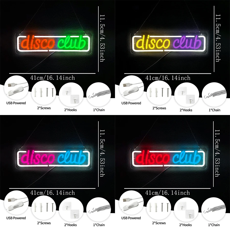 Disco Club Led Neon Sign, Party Decor Gift, Suitable For Bar Club Wedding Birthday Party Dance Studio Wall Lamp, Usb Powered.